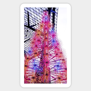 Street Christmas tree decoration in colorful neon lights Sticker